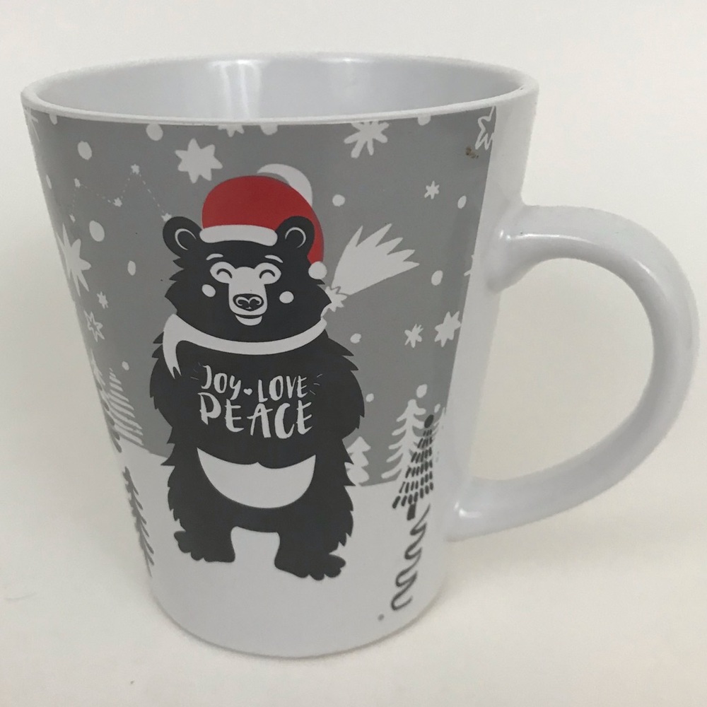 Joy Love Peace Christmas Teddy Bear Mug Coffee Cup